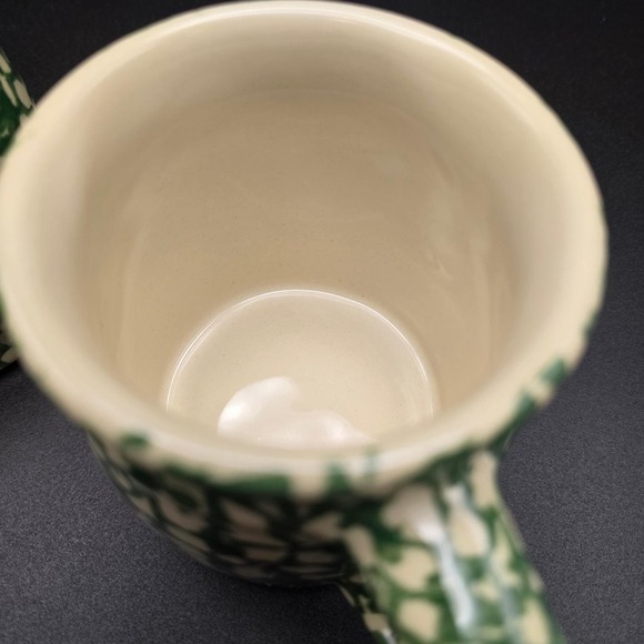 Gerald E Henn Workshops Green Sponge Ware Pottery Mugs Set of 4 Roseville Ohio - Picture 14 of 15